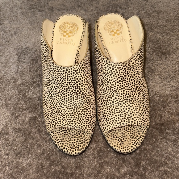 Vince Camuto Mesella calf hair leopard print peep toe mules - Picture 4 of 10